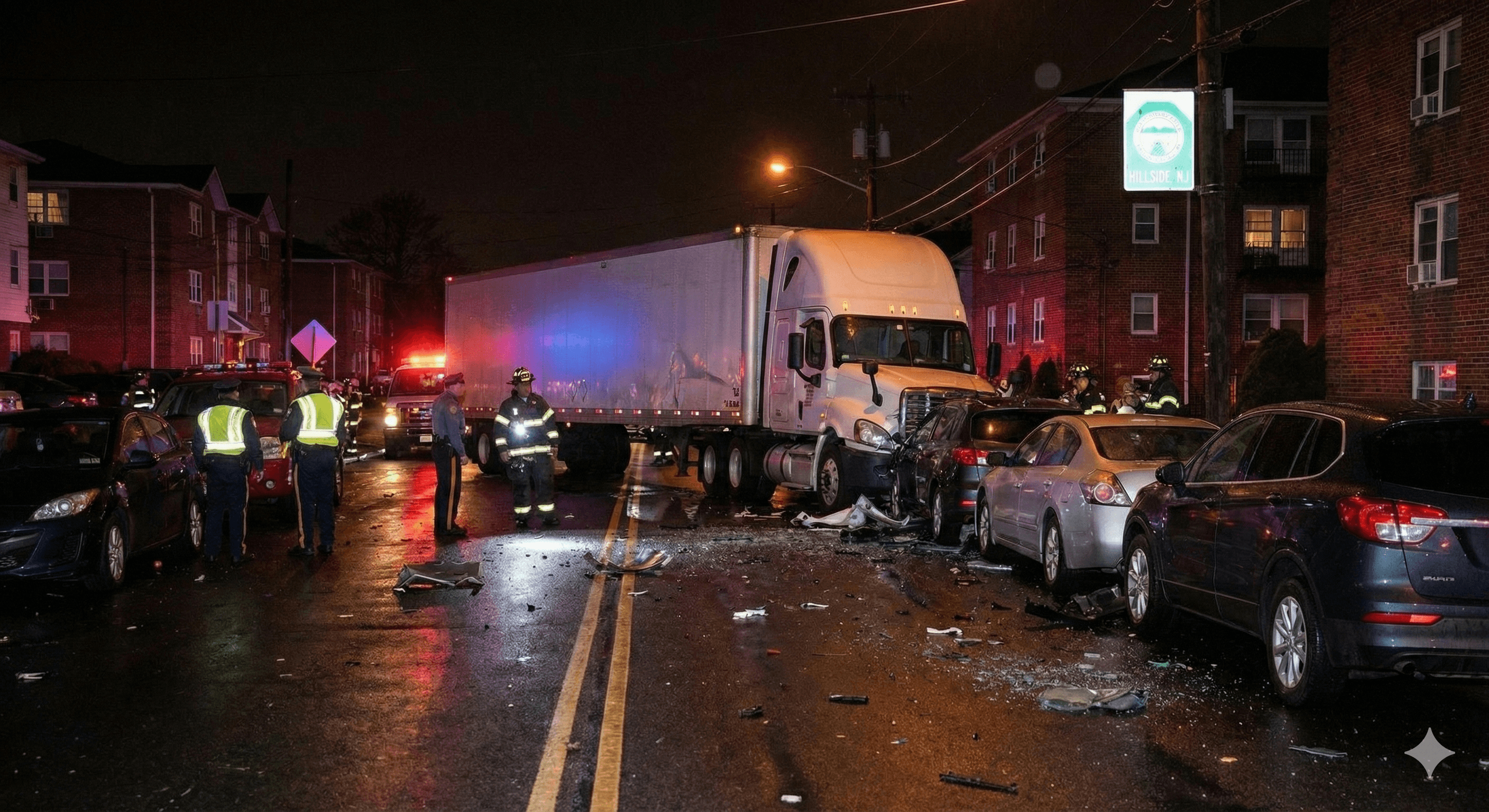 Tractor-Trailer Slams Into Parked Cars In Hillside, Damaging 8 Vehicles